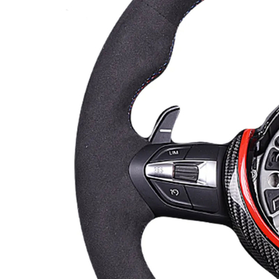 BMW Series Custom Carbon Fiber Steering Wheel 370mm  With Leather Wrap