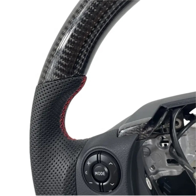 Kia Series Leather Steering Wheel Black Round Top Flat Bottom With Gloss Carbon Fiber